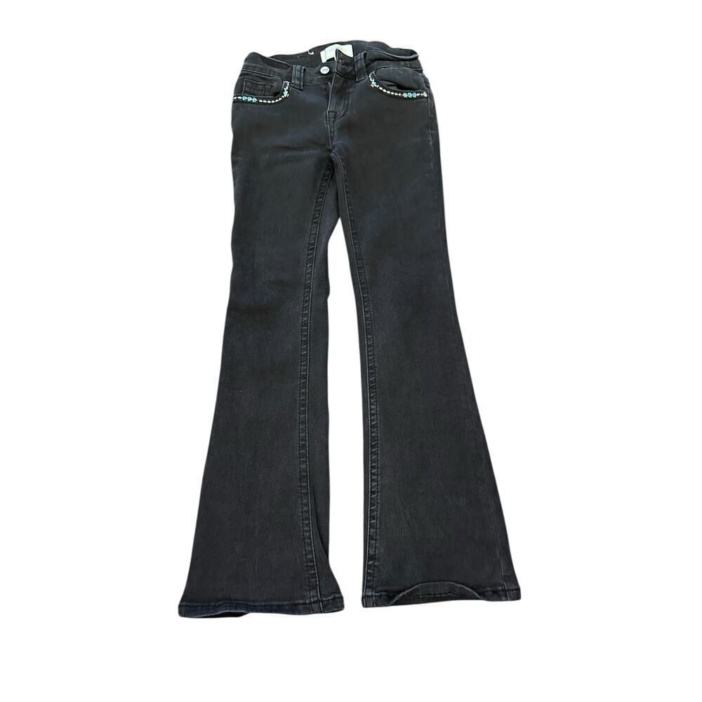 Shyanne Kids Girl Black Mid Rise Wide Leg Denim Jeans Size 8